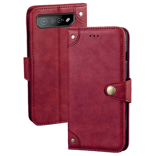 IDEWEI For Asus ROG Phone 7 5G Phone  Wallet Case PU Leather Anti-scratch Stand Cover - Red - 1