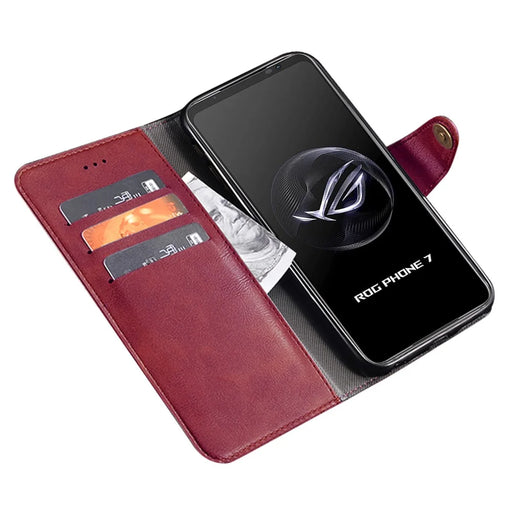 IDEWEI For Asus ROG Phone 7 5G Phone  Wallet Case PU Leather Anti-scratch Stand Cover - Red - 2