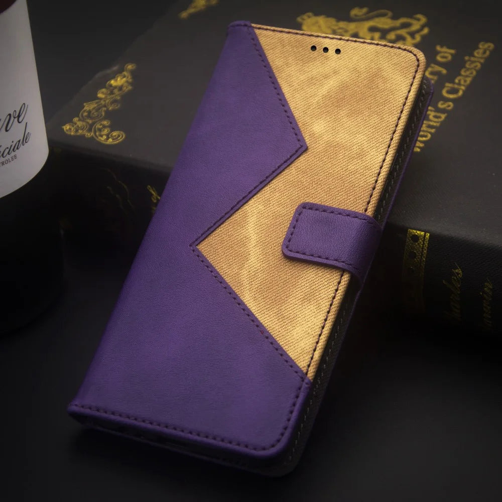 IDEWEI For Asus ROG Phone 7 5G Card Holder Phone Case PU Leather Stand Color Splicing Cover - Purple - 4