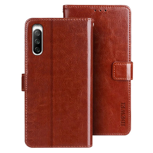 IDEWEI For Sony Xperia 10 V Wallet PU Leather Stand Case Crazy Horse Texture Phone Cover - Brown - 1