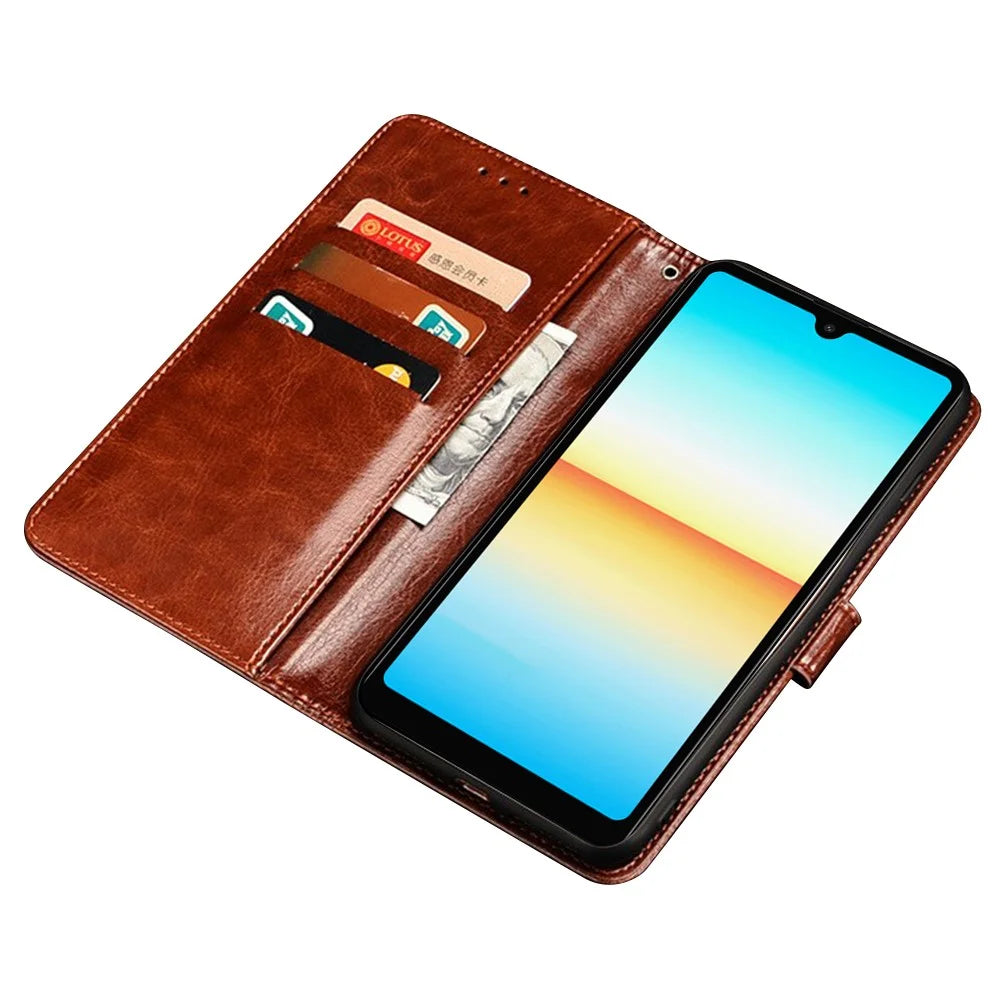 IDEWEI For Sony Xperia 10 V Wallet PU Leather Stand Case Crazy Horse Texture Phone Cover - Brown - 2