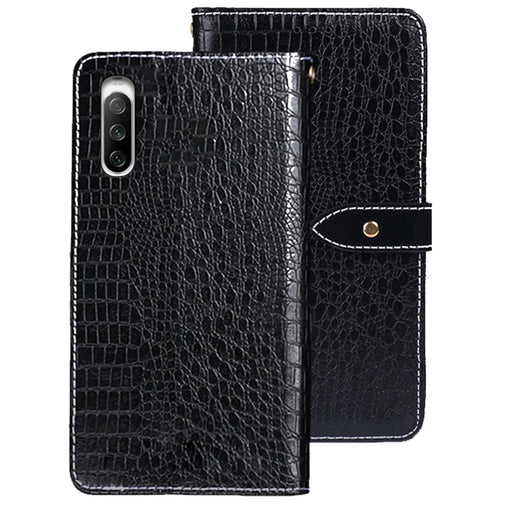 IDEWEI For Sony Xperia 10 V PU Leather Phone Case Crocodile Texture Wallet Stand Cover - Black - 1