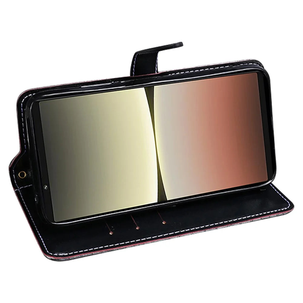 IDEWEI For Sony Xperia 10 V PU Leather Phone Case Crocodile Texture Wallet Stand Cover - Black - 3