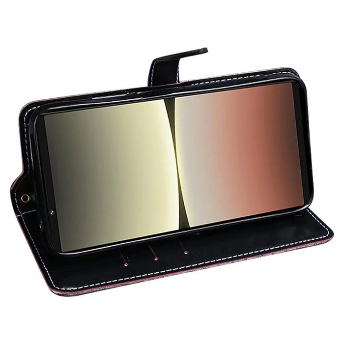 IDEWEI For Sony Xperia 10 V PU Leather Phone Case Crocodile Texture Wallet Stand Cover - Black - 3