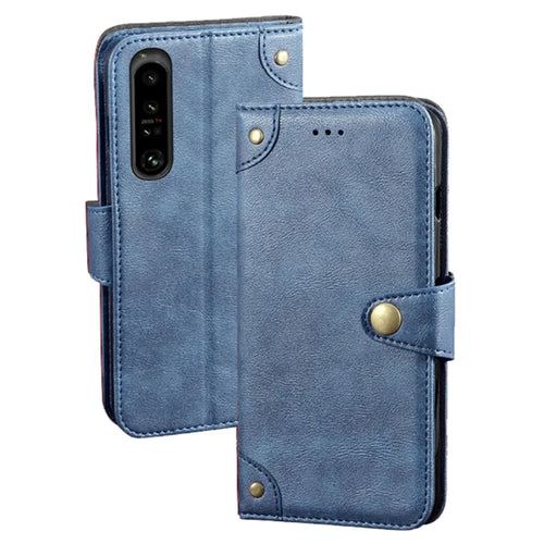 IDEWEI For Sony Xperia 1 V Stand PU Leather Phone Cover  Scratch Resistant Wallet Phone Case - Blue - 1