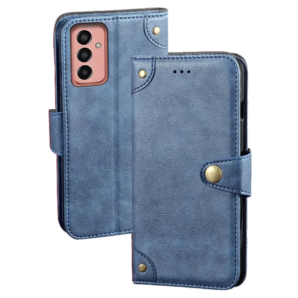 IDEWEI For Samsung Galaxy M13 4G Wallet Phone Case Stand Anti-Scratch Textured PU Leather Phone Cover Shell - Blue - 1