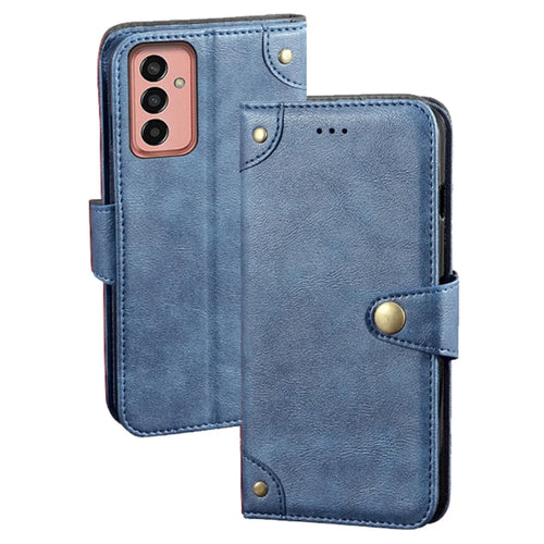 IDEWEI For Samsung Galaxy M13 4G Wallet Phone Case Stand Anti-Scratch Textured PU Leather Phone Cover Shell - Blue - 1