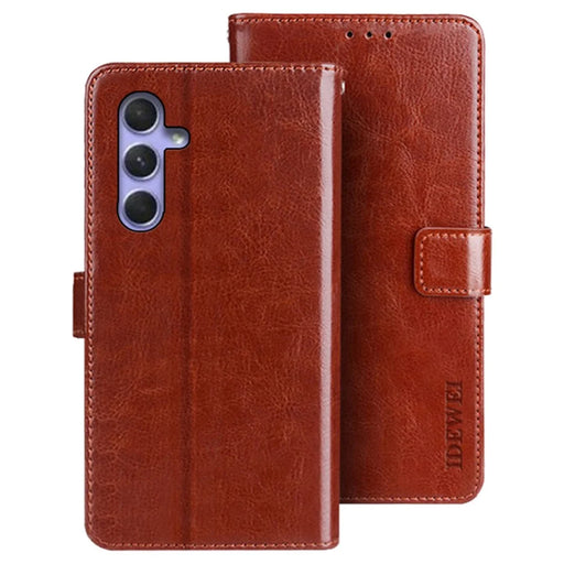 IDEWEI Stand Case for Samsung Galaxy A24 4G (162.1 x 77.6 x 8.3mm) Wallet PU Leather Crazy Horse Texture Phone Cover - Brown - 1