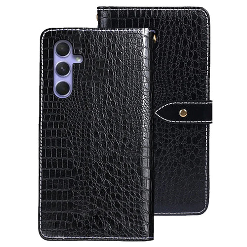 IDEWEI For Samsung Galaxy A24 4G (162.1 x 77.6 x 8.3mm) PU Leather Phone Case Anti-drop Crocodile Texture Wallet Stand Cover - Black - 1