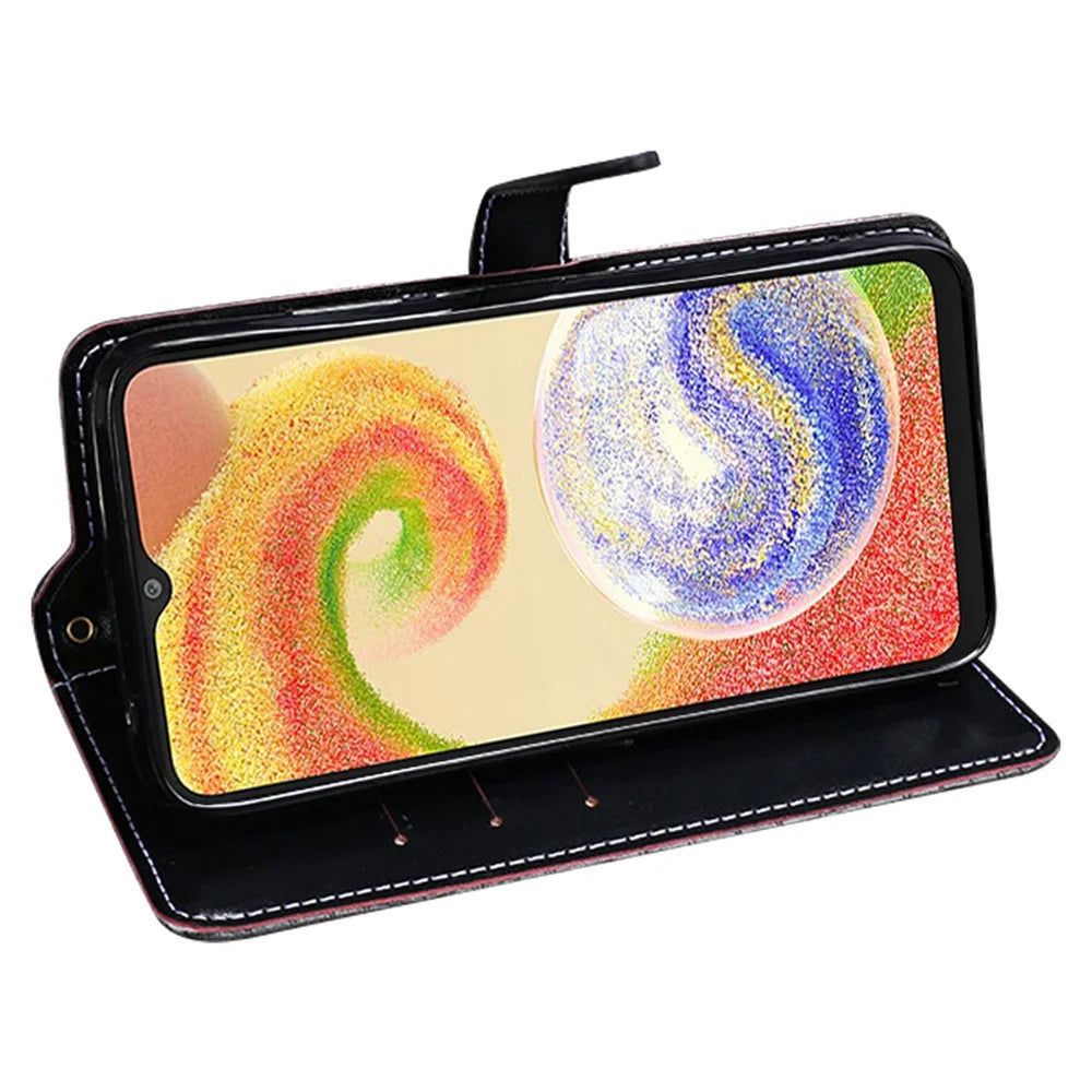 IDEWEI For Samsung Galaxy A24 4G (162.1 x 77.6 x 8.3mm) PU Leather Phone Case Anti-drop Crocodile Texture Wallet Stand Cover - Black - 3