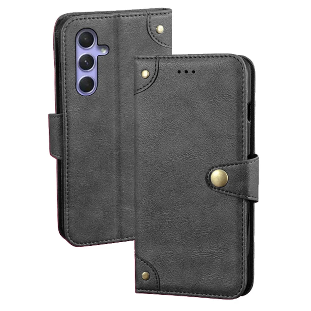 IDEWEI For Samsung Galaxy A24 4G (162.1 x 77.6 x 8.3mm) Scratch Resistant Wallet Case Stand PU Leather Phone Cover - Black - 1