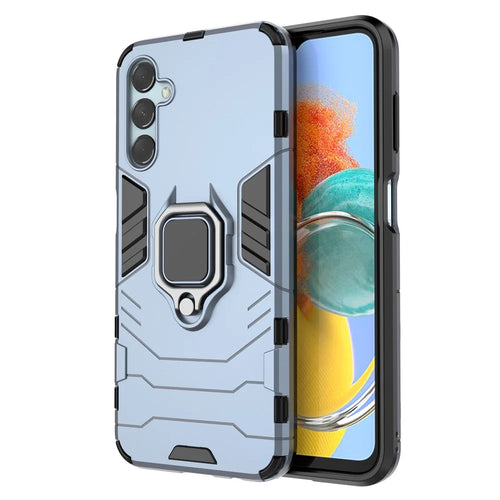 For Samsung Galaxy M14 5G TPU+PC Phone Case Ring Holder Kickstand Shockproof Cover - Blue - 1