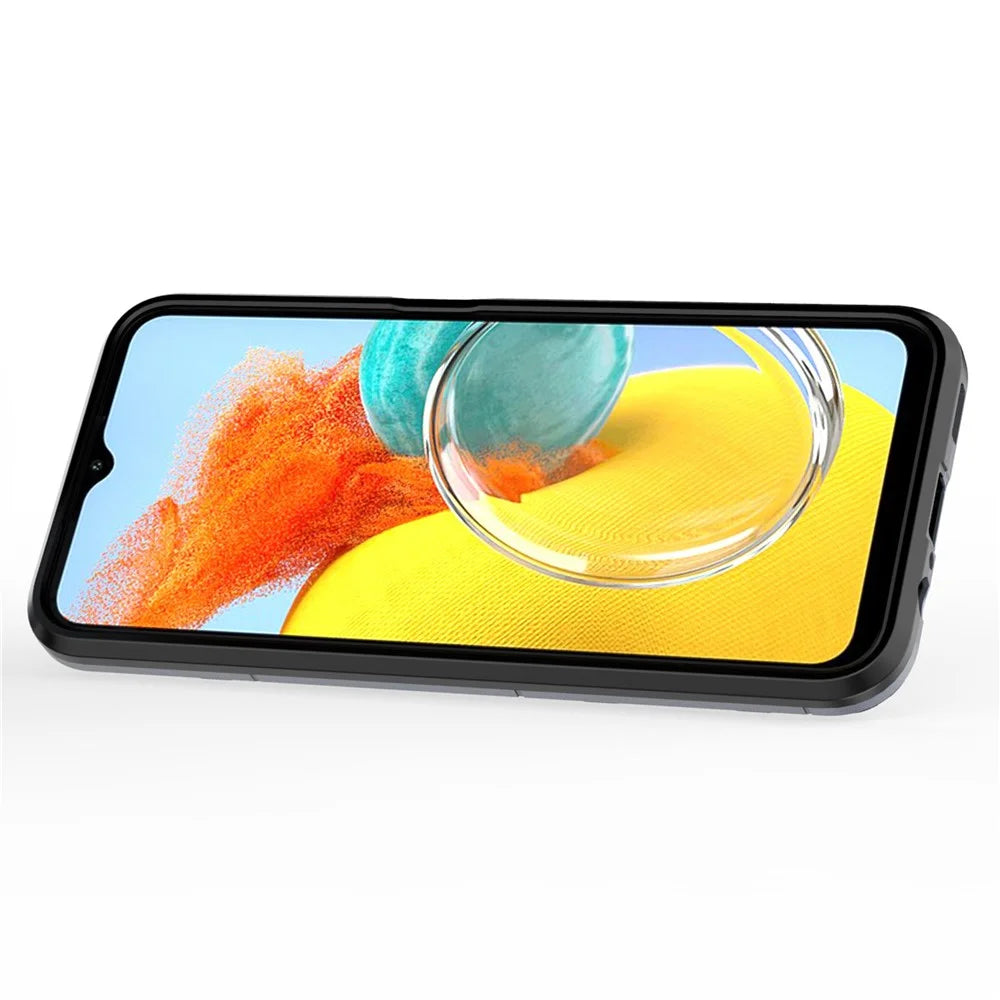 For Samsung Galaxy M14 5G TPU+PC Phone Case Ring Holder Kickstand Shockproof Cover - Blue - 2