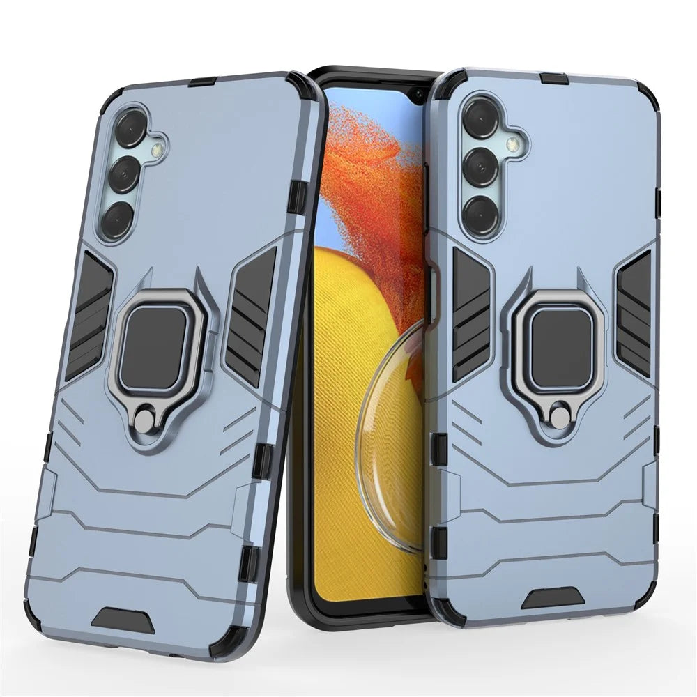 For Samsung Galaxy M14 5G TPU+PC Phone Case Ring Holder Kickstand Shockproof Cover - Blue - 6