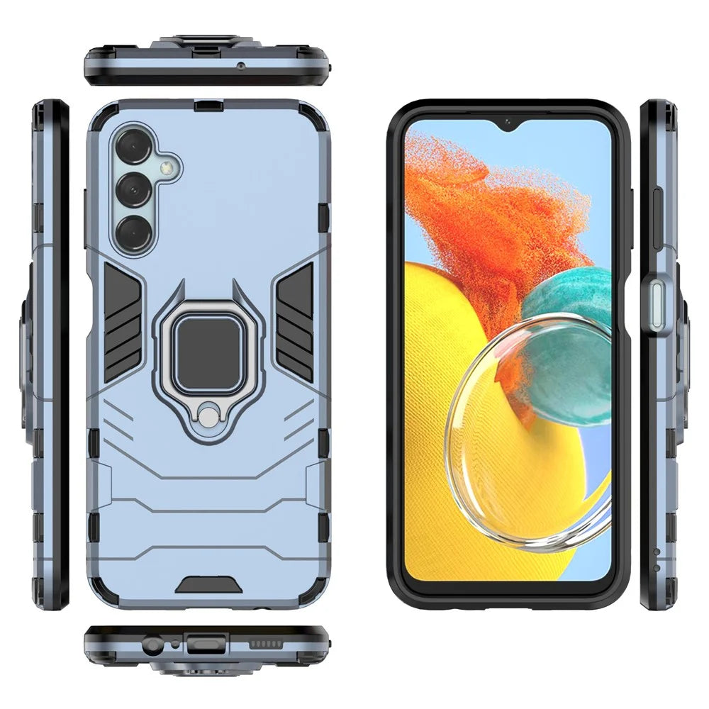 For Samsung Galaxy M14 5G TPU+PC Phone Case Ring Holder Kickstand Shockproof Cover - Blue - 7