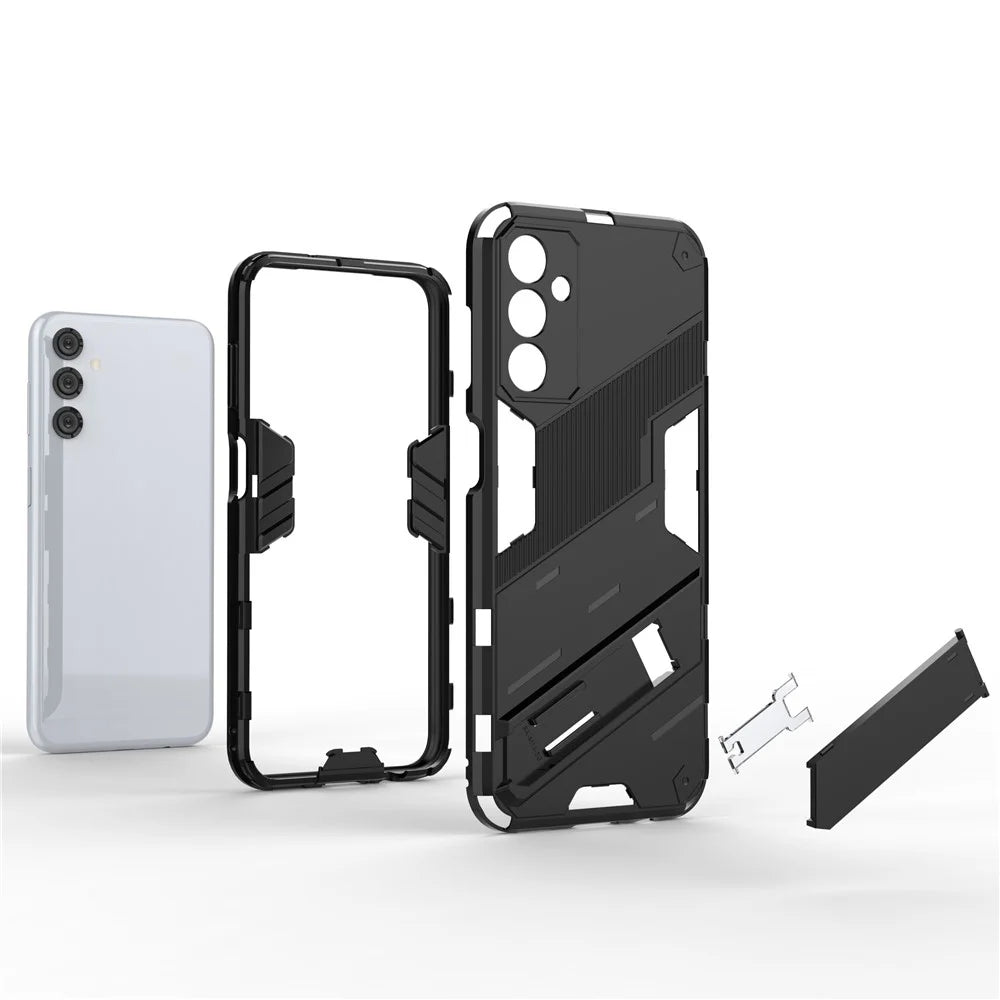 For Samsung Galaxy M14 5G PC + TPU Impact-Resistant Case Kickstand Protective Phone Cover - Green - 4