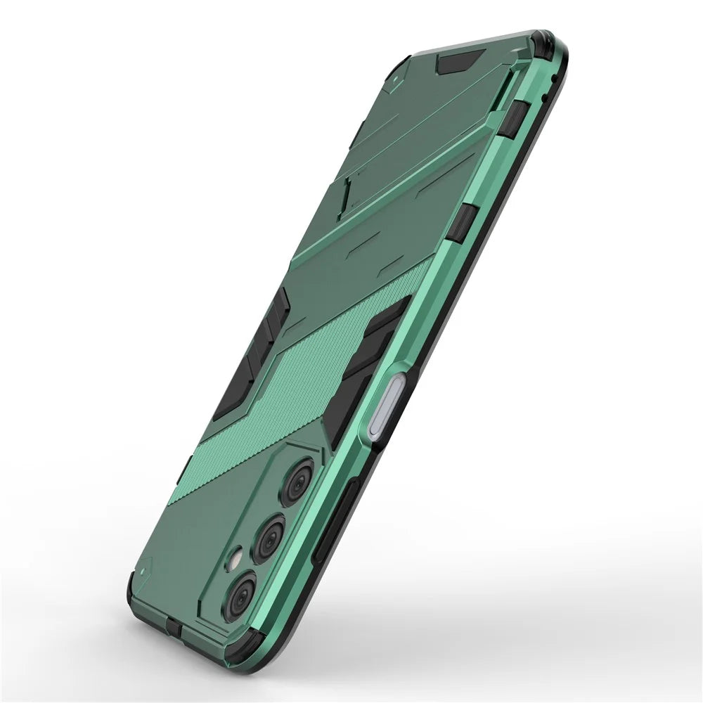 For Samsung Galaxy M14 5G PC + TPU Impact-Resistant Case Kickstand Protective Phone Cover - Green - 5