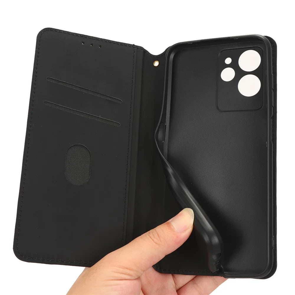 For Oukitel C32 Wallet Stand Leather Phone Cover Rhombus Imprinted Phone Case - Black - 4