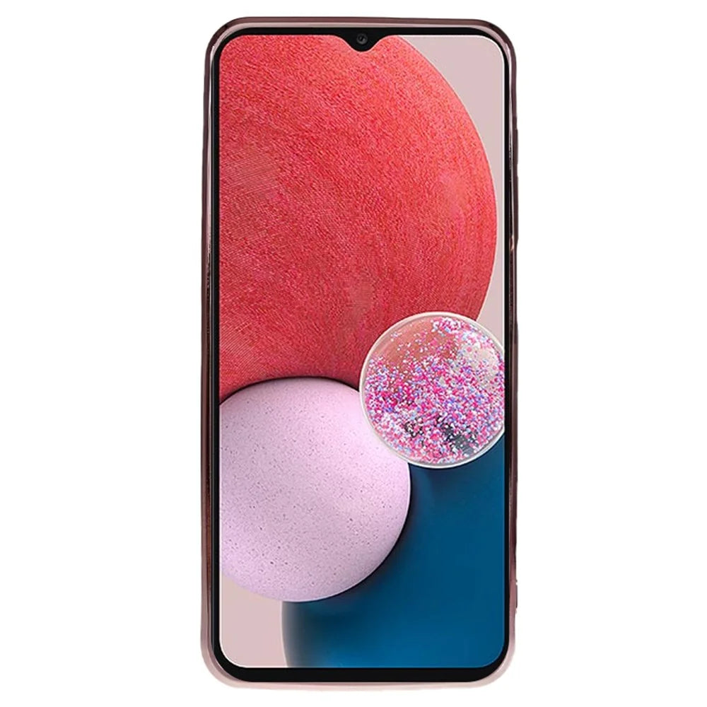 KADEM TPU Back Case for Samsung Galaxy A13 4G Gradient Glitter Floral Pattern Rhinestone Phone Cover - Rose Gold - 2