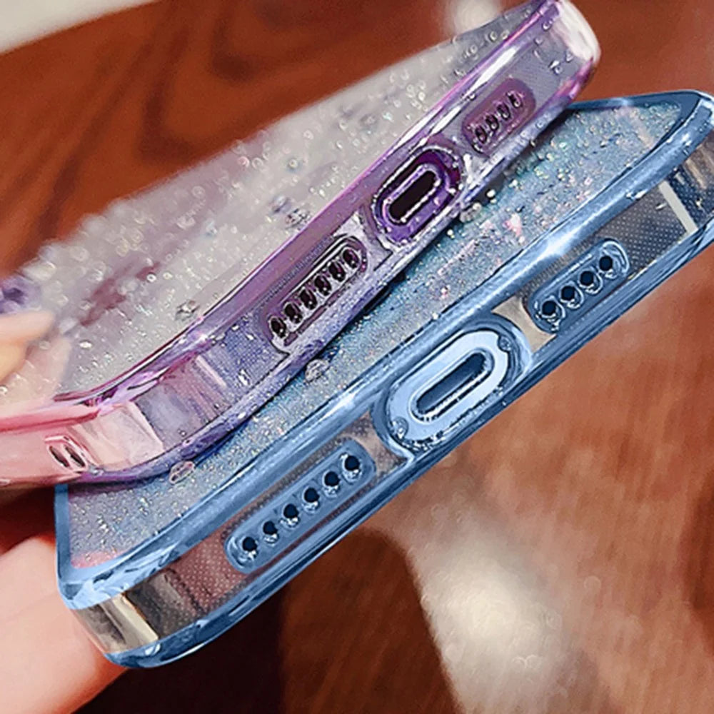 KADEM For Samsung Galaxy M52 5G Rhinestone Flower Design Phone Case Gradient Glitter TPU Anti-scratch Cover - Rose Gold - 7