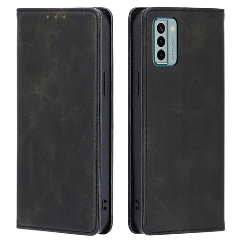 PU Leather Shell for Nokia G22 Wallet Stand Phone Case Calf Texture Magnetic Closing Cover - Black - 1