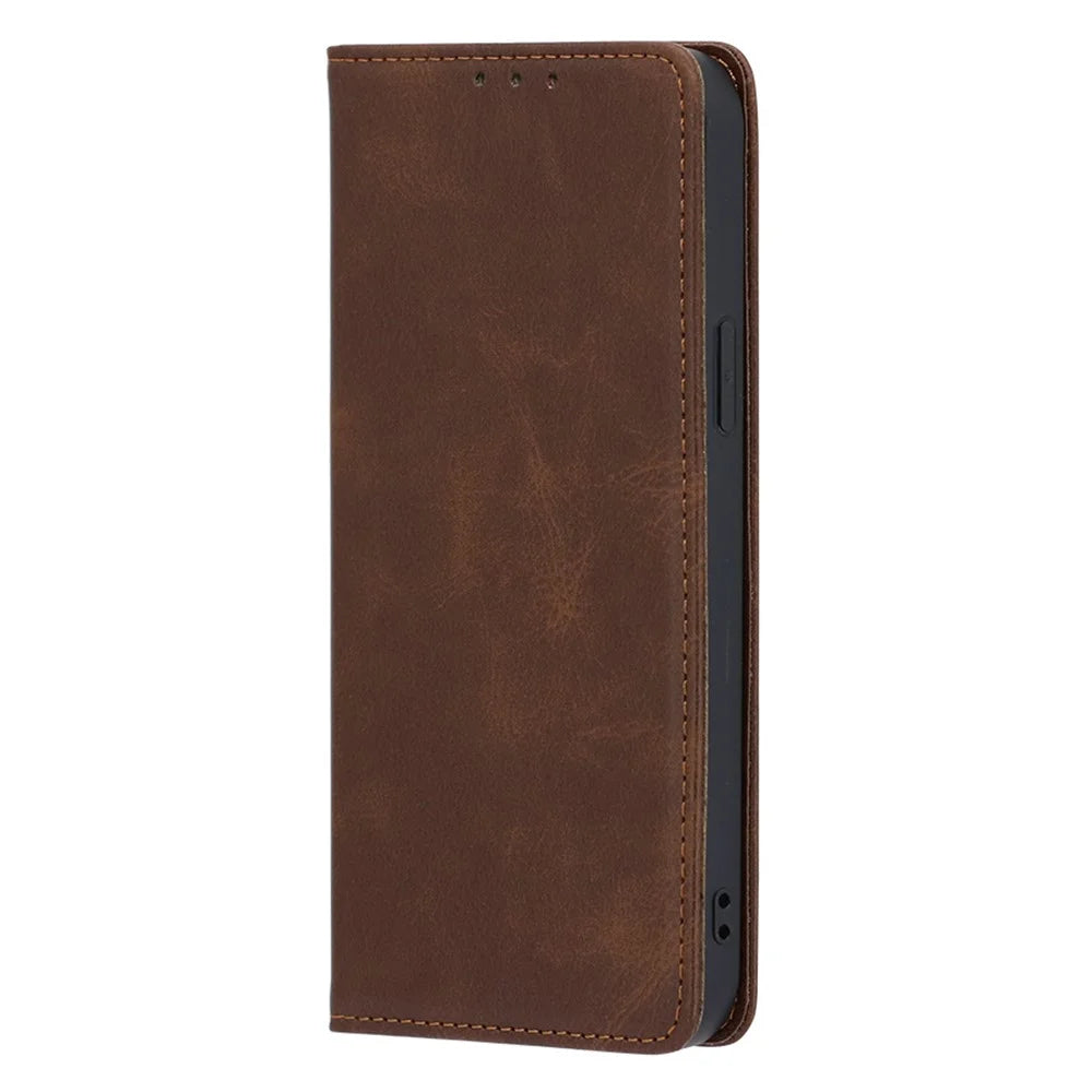 For Infinix Note 12 Pro 4G / Note 12 (2023) 4G PU Leather Wallet Stand Shell Calf Texture Magnetic Closing Phone Case - Brown - 5