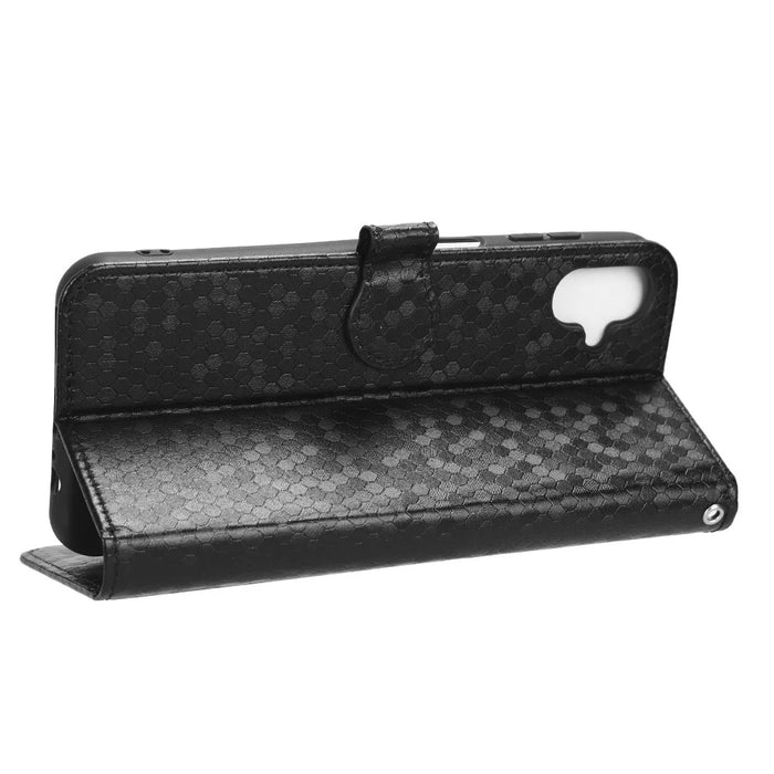 For Samsung Galaxy F14 5G Stand Wallet Phone Case PU Leather Dot Pattern Imprinted Smartphone Cover - Black - 3