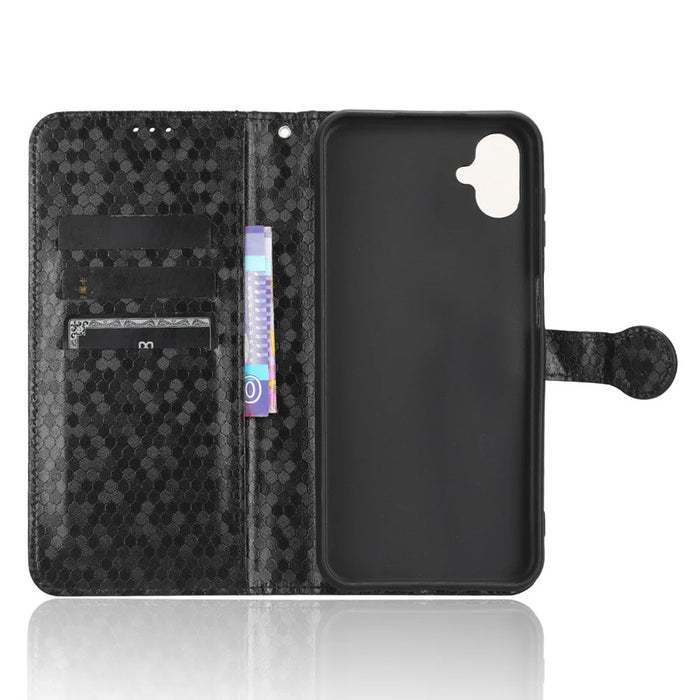 For Samsung Galaxy F14 5G Stand Wallet Phone Case PU Leather Dot Pattern Imprinted Smartphone Cover - Black - 4