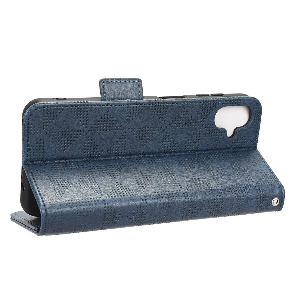For Samsung Galaxy F14 5G Stand Wallet PU Leather Phone Case Imprinted Triangle Phone Cover - Blue - 3
