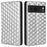For Google Pixel 8 Pro PU Leather Flip Magnetic Cover Rhombus Imprinted Wallet Stand Phone Case - Silver - 1