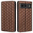 For Google Pixel 8 PU Leather Rhombus Imprinted Phone Case Wallet Stand Secure Magnetic Cover - Brown - 1