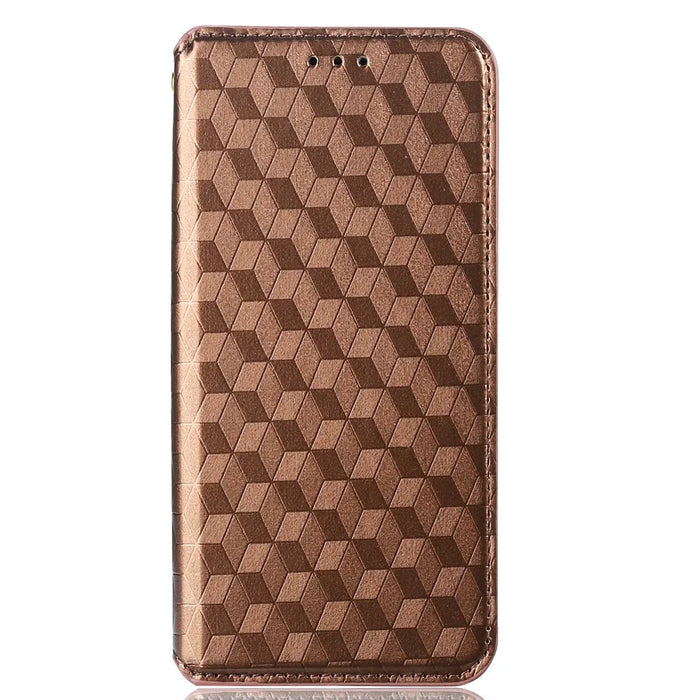 For Google Pixel 8 PU Leather Rhombus Imprinted Phone Case Wallet Stand Secure Magnetic Cover - Brown - 6