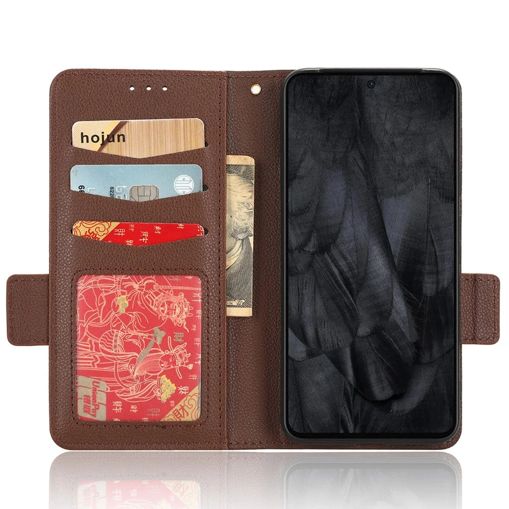 For Google Pixel 8 PU Leather Stand Wallet Case Litchi Texture Double Magnetic Clasp Phone Cover - Brown - 2