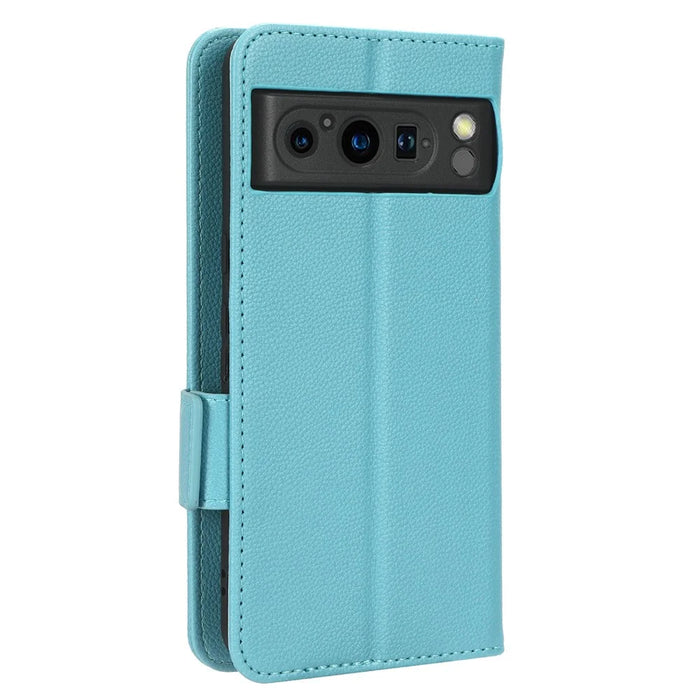 For Google Pixel 8 Pro Litchi Texture Wallet Case PU Leather Stand Magnetic Protective Phone Cover - Baby Blue - 7