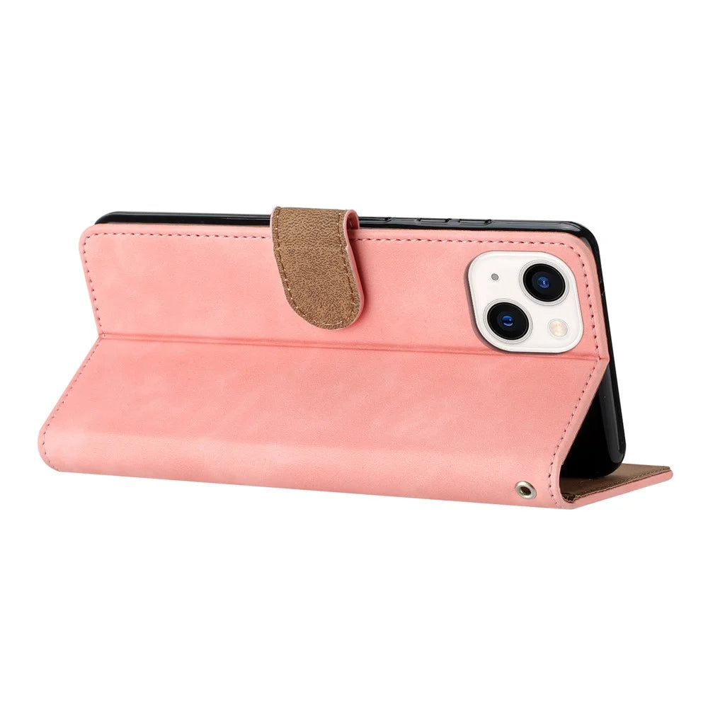 For iPhone 13 6.1 inch Butterfly Imprinted PU Leather Stand Phone Case Drop-proof Wallet Shell - Pink - 3