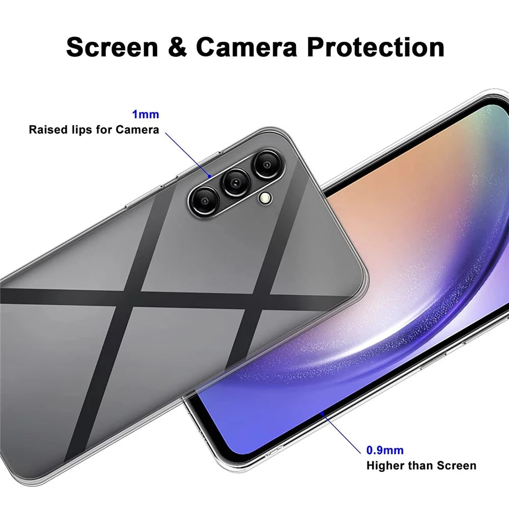 For Samsung Galaxy A54 5G Phone Case TPU Clear Cover with 2.5D Arc Edge Tempered Glass Screen Film - 2