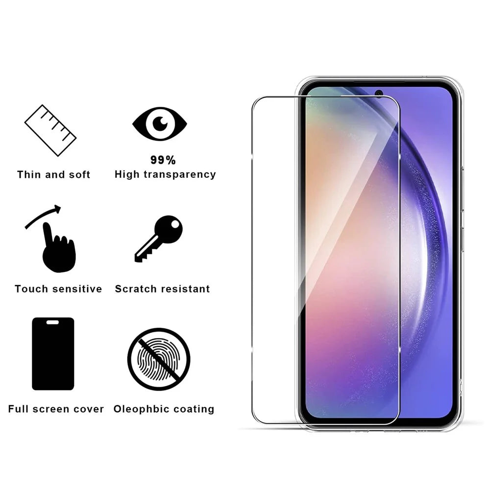 For Samsung Galaxy A54 5G Phone Case TPU Clear Cover with 2.5D Arc Edge Tempered Glass Screen Film - 5