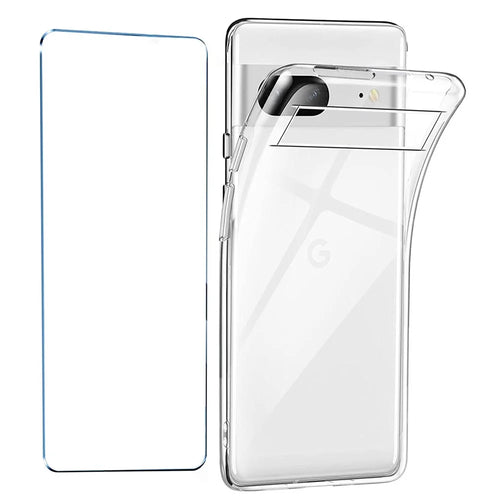 For Google Pixel 7 5G Soft TPU Clear Phone Case with 2.5D Arc Edge Tempered Glass Screen Film - 1