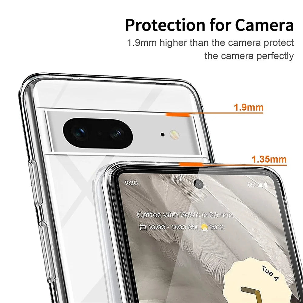 For Google Pixel 7 5G Soft TPU Clear Phone Case with 2.5D Arc Edge Tempered Glass Screen Film - 2