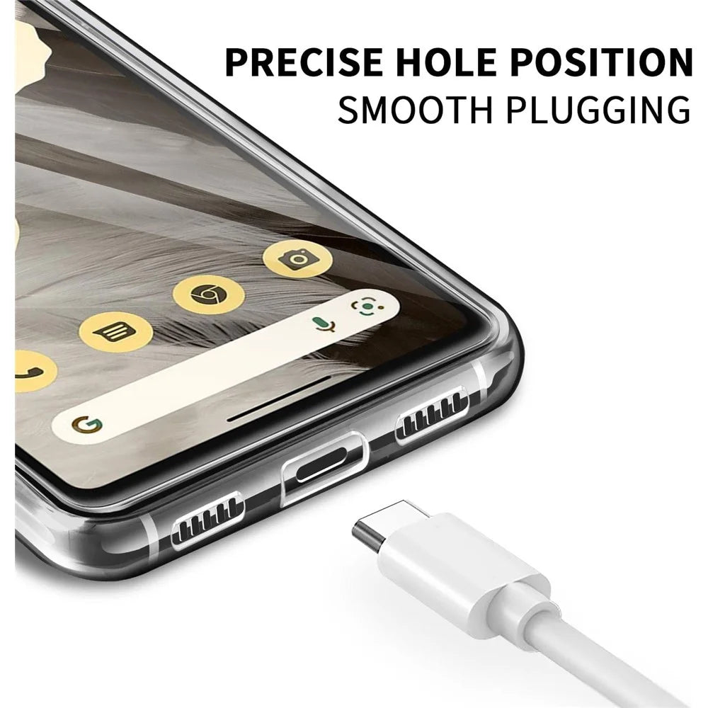 For Google Pixel 7 5G Soft TPU Clear Phone Case with 2.5D Arc Edge Tempered Glass Screen Film - 4