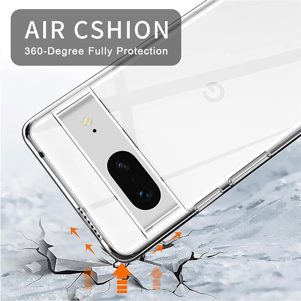 For Google Pixel 7 5G Soft TPU Clear Phone Case with 2.5D Arc Edge Tempered Glass Screen Film - 5