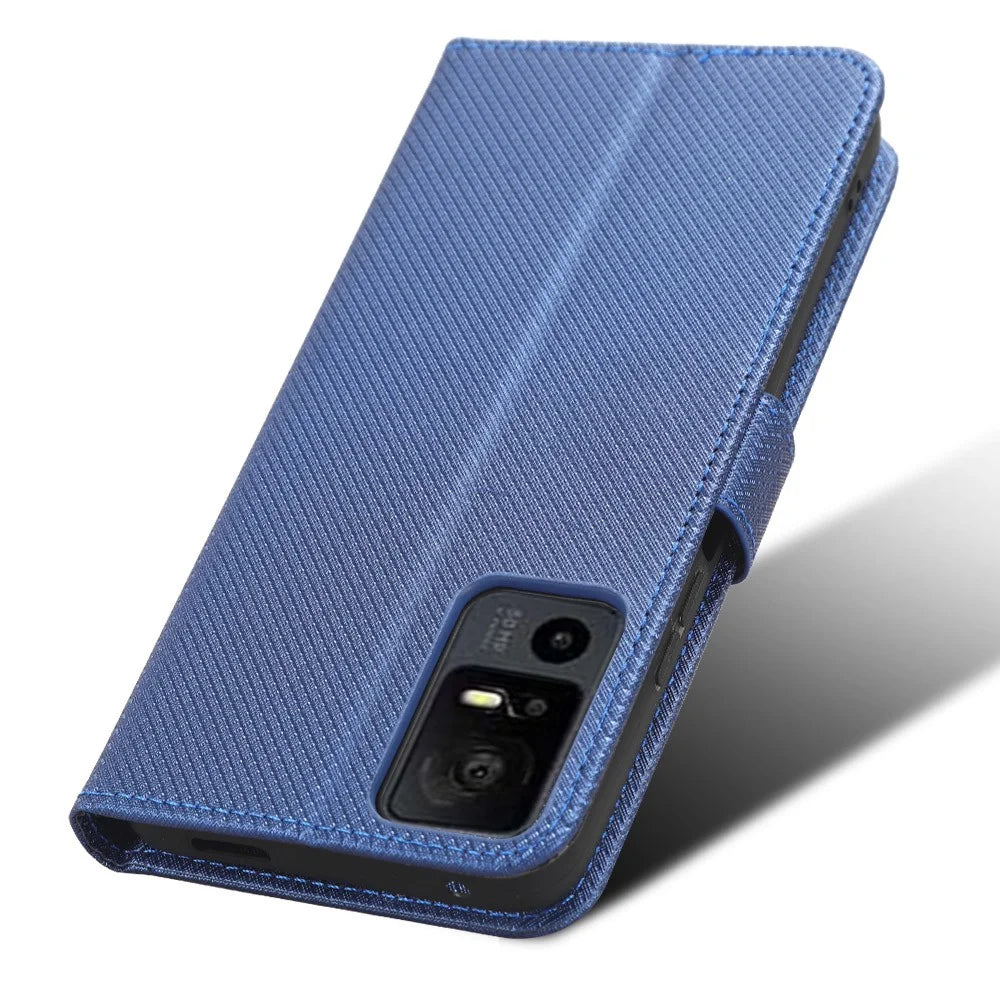 Phone Cover for TCL 40 XL , Wallet Phone Case PU Leather Diamond Texture Phone Shell - Blue - 4