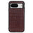 For Google Pixel 8 Drop Proof Genuine Cow Leather+TPU+PC Phone Case Crocodile Texture Phone Cover - Brown - 1
