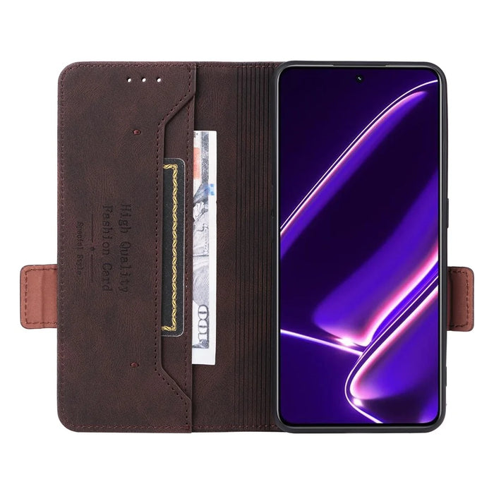 For Realme GT Neo5 SE 5G PU Leather Stand Wallet Case Hardware Decor Flip Phone Cover - Coffee - 2