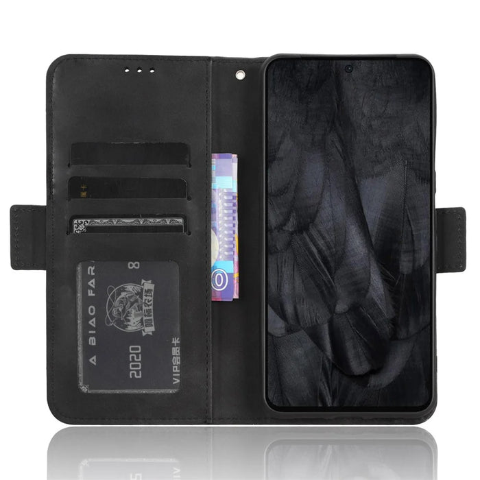 For Google Pixel 8 Pro Leather Phone Case Wallet Stand PU Leather Multiple Card Slots Cover - Black - 2