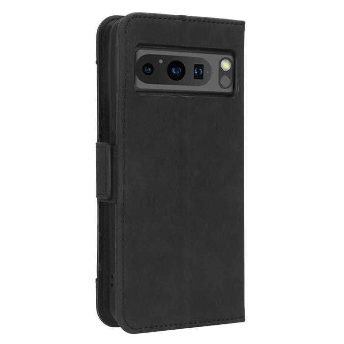 For Google Pixel 8 Pro Leather Phone Case Wallet Stand PU Leather Multiple Card Slots Cover - Black - 7