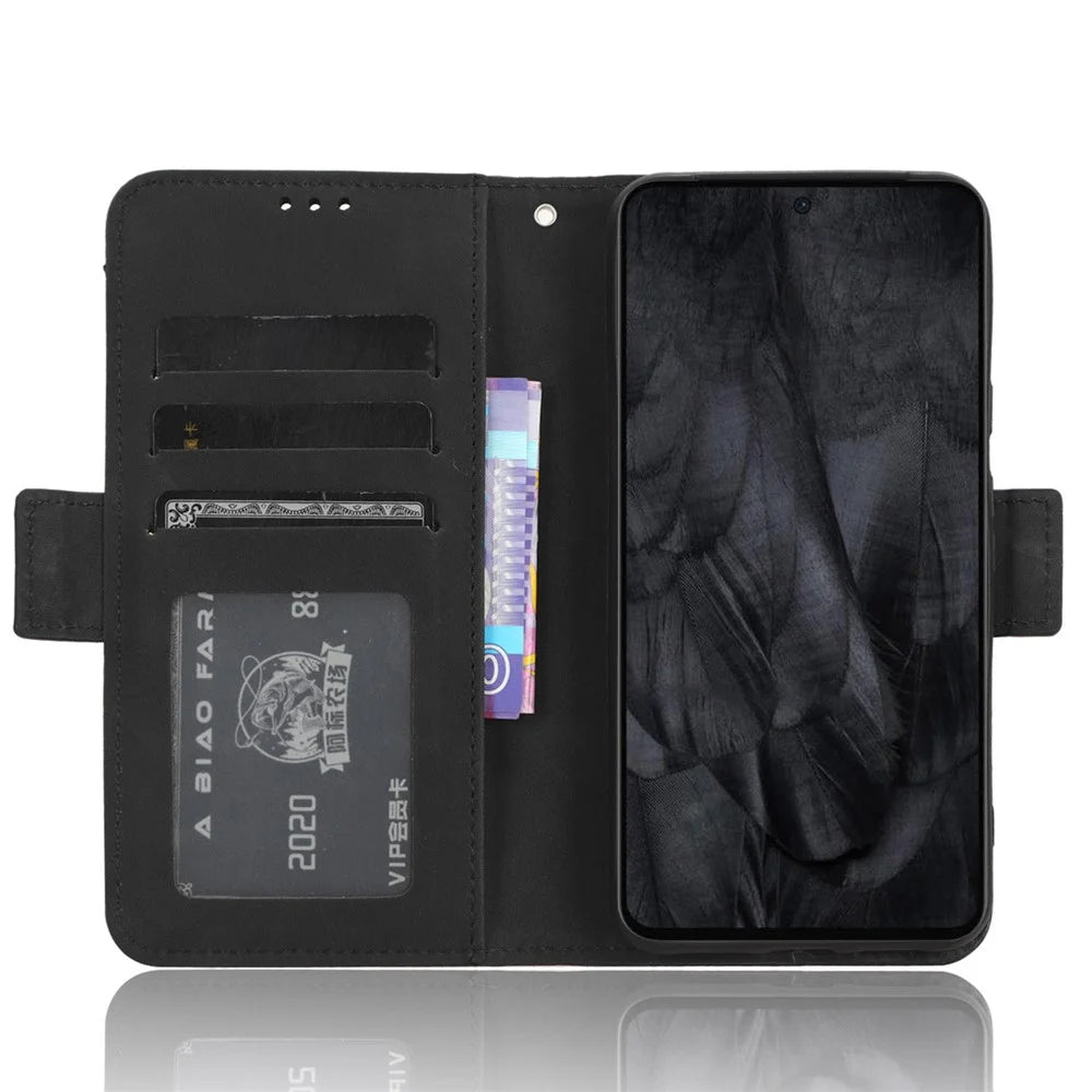 For Google Pixel 8 Multiple Card Slots Phone Case PU Leather Wallet Stand Phone Cover - Black - 2