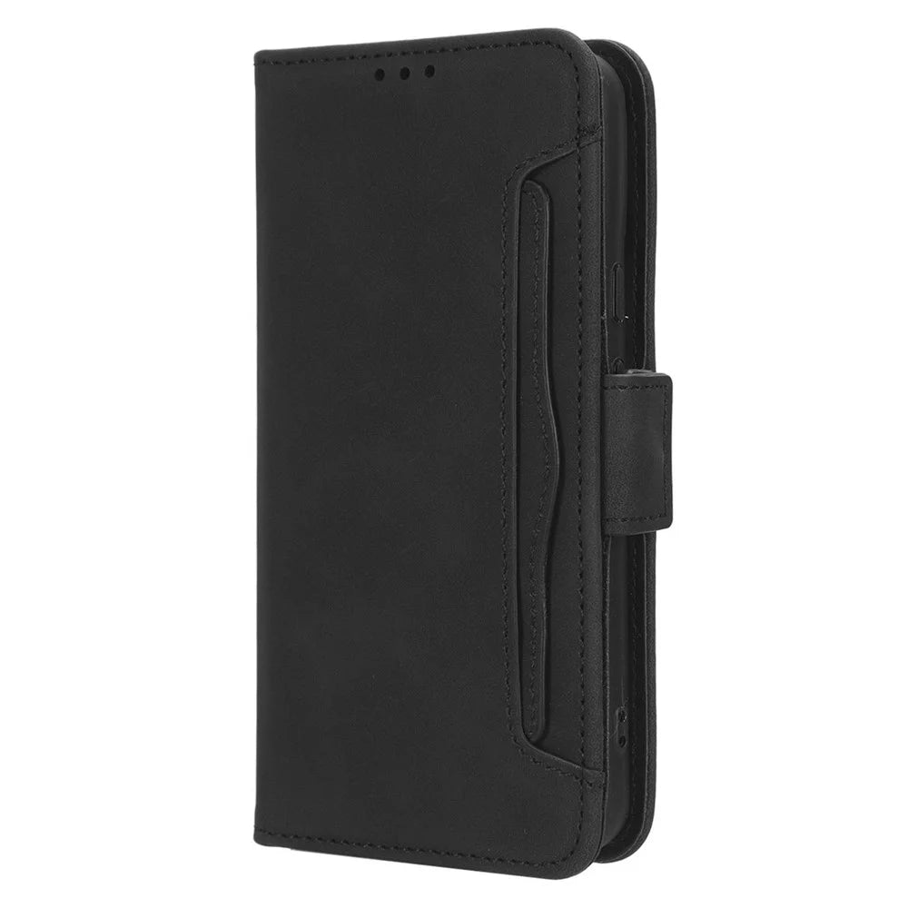 For Google Pixel 8 Multiple Card Slots Phone Case PU Leather Wallet Stand Phone Cover - Black - 6
