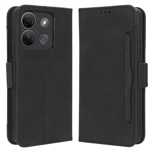 For Infinix Smart 7 HD 4G X6516 Wallet Stand PU Leather Case Multiple Card Slots Phone Cover - Black - 1