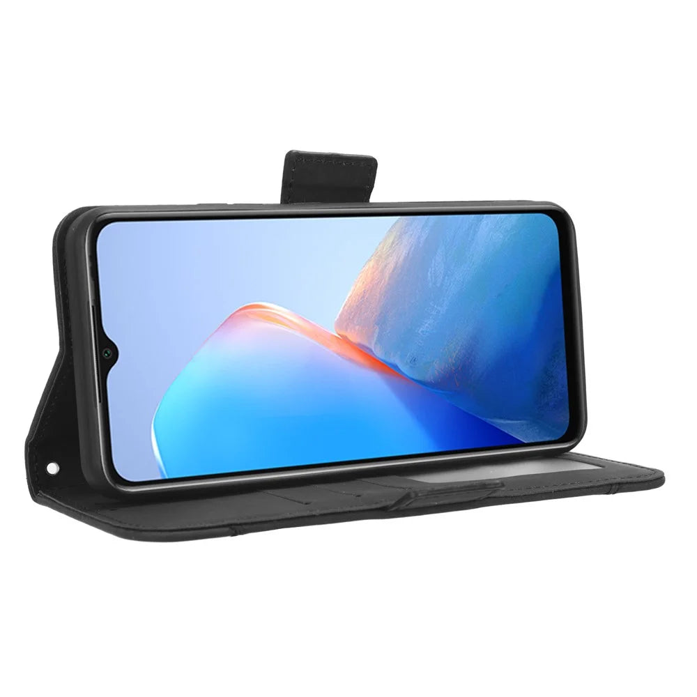 For Infinix Smart 7 HD 4G X6516 Wallet Stand PU Leather Case Multiple Card Slots Phone Cover - Black - 3